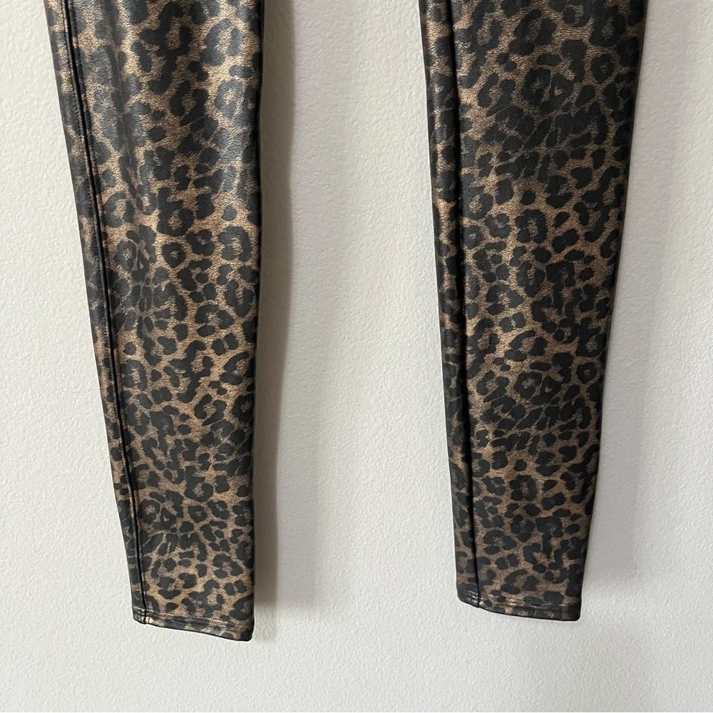 Spanx Faux Leather Leopard Leggings Leopard Shine Size Medium Animal Print - Picture 7 of 12